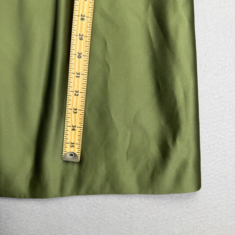 Melissa Sweet Olive Green Satin Empire Waist Bow‎ Cocktail Dress Womens Size 4
